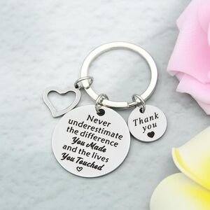 🔴 Silver Inspirational Keychain with Heart Charm